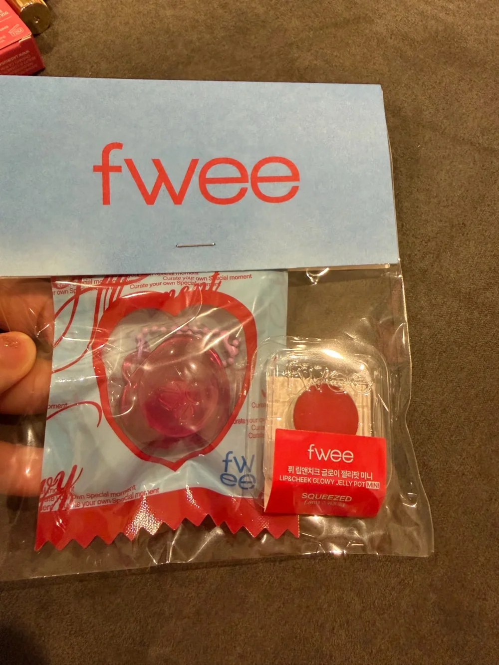 Blue & Red Jelly Pot Keychain Set — Heart Pod Charm